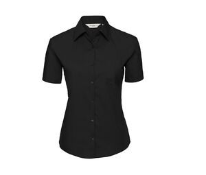 Russell Collection JZ37F - Pięknie dopasowana koszula z krótkim rękawkiem Czarny