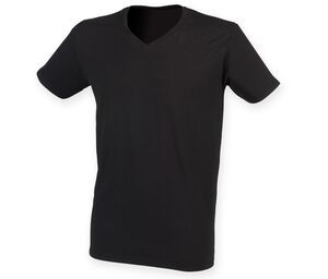 Skinnifit SF122 - Elastyczna koszulka z dekoltem w szpic Czarny
