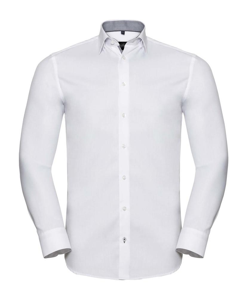 Russell Collection RU964M - MEN'S LONG SLEEVE TAILORED CONTRAST HERRINGBONE SHIRT
