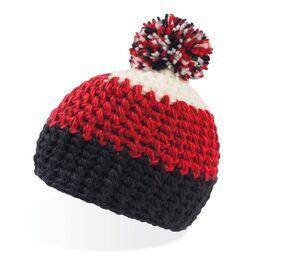 Atlantis AT134 - Czapka zimowa pompom Black / Burgundy