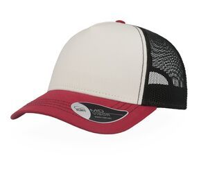 Atlantis AT180 - Bawełniana płócienna czapka raper White / Burgundy / Black