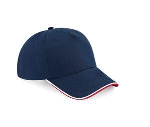 BEECHFIELD BF025C - Casquette Authentic visière passpoilée French Navy / Classic Red / White