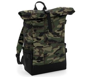 Bag Base BG858 - Colourful backpack with roll-up flap Kamuflaż dżungla/ Czarny