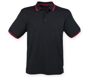 Henbury HY482 - Koszulka polo z kontrastowym rękawkiem Czarno/Czerwony