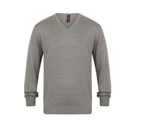 Henbury HY720 - Męski sweter z dekoltem w szpic Slate Grey Marl