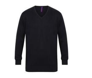 Henbury HY720 - Męski sweter z dekoltem w szpic Granatowy