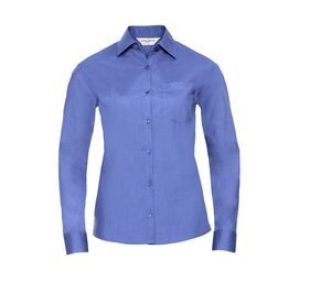 Russell Collection JZ34F - Śliczna damska koszula z krótkim rękawkiem Korporacyjny niebieski