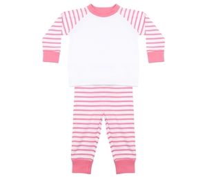 Larkwood LW072 - Piżama dziecięca w paski Pink Stripe / White