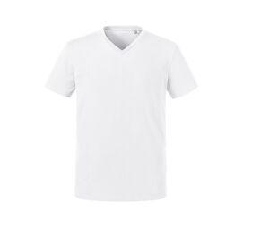 Russell RU103M - Męska organiczna koszulka z dekoltem w szpic Biały