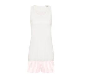 Towel city TC052 - Zestaw pidżama damska White / White Pink Stripe