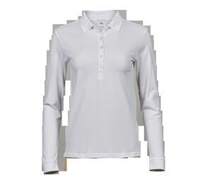 Tee Jays TJ146 - Damska luksusowa i elastyczna koszulka polo z długim rękawem Biały