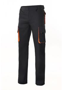VELILLA V3004 - Praktyczne spodnie z kieszeniami z kontrastowym akcentem Czarno/pomarańczowy