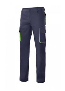 VELILLA V3004 - Praktyczne spodnie z kieszeniami z kontrastowym akcentem Granat/ limonka
