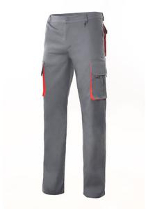 VELILLA V3004 - Praktyczne spodnie z kieszeniami z kontrastowym akcentem Grey/Red