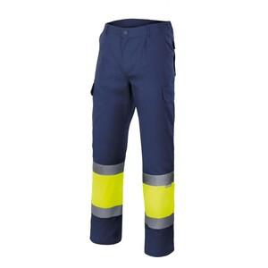 VELILLA VL157 - Spodnie z odblaskowym panelem Navy/Fluo Yellow