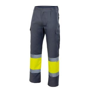 VELILLA VL157 - Spodnie z odblaskowym panelem Grey/Fluo Yellow