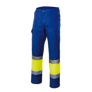 VELILLA VL157 - Spodnie z odblaskowym panelem Royal / Fluo Yellow