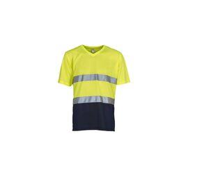 Yoko YK910 - V-neck high-visibility T-shirt Odblaskowy żółty/ granat