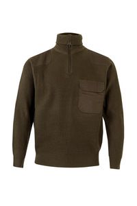 Velilla 101 - QUARTER ZIP KNITTED JUMPER Khaki Green