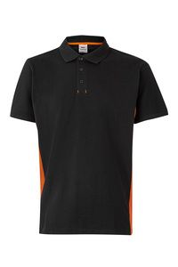 Velilla 105504 - SS TWO-TONE POLO Czarno/pomarańczowy