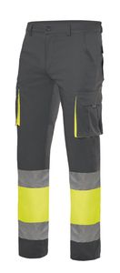 Velilla 303007 - HV 100% COTTON TROUSERS GREY/HI-VIS YELLOW